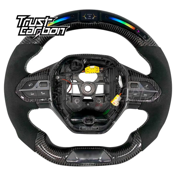 Volant chauffant en fibre de carbone avec écran LED RPM pour Peugeot