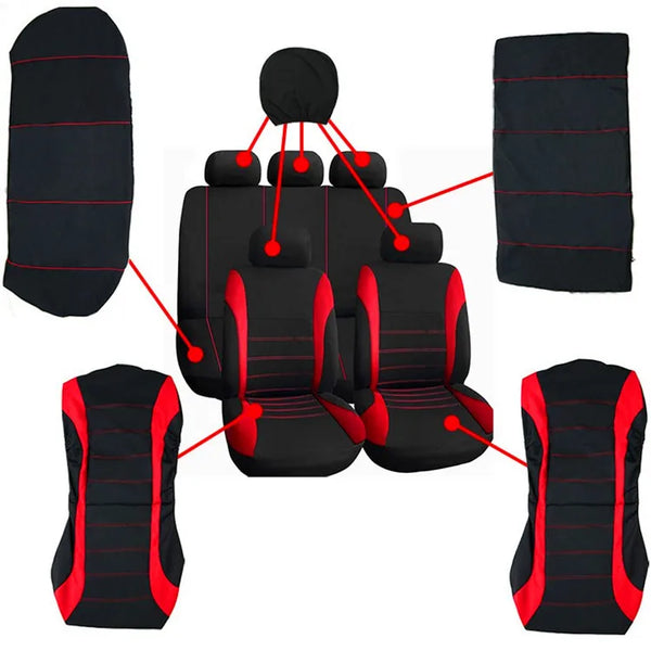 Housse de siège de voiture en tissu Polyester, pièces automobiles, ensemble de 2 / 4 / 9 pièces, coussin de siège de voiture