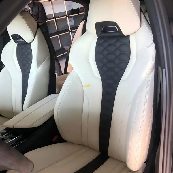 Housses de sièges cuir blanc, set complet 4 saisons pour BMW