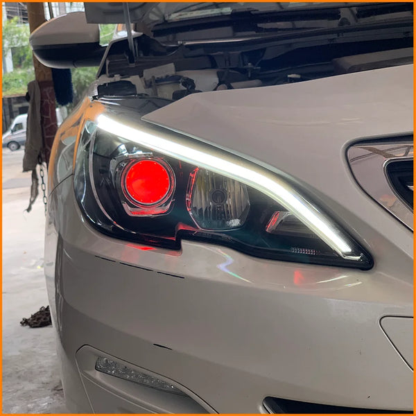 Phares avant Bi-LED à clignotants dynamiques pour Peugeot 308 et 408 (2014–2019)