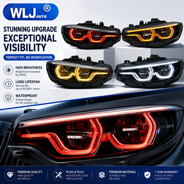Phares LED DRL WLJ style IKON V2, 6000K blanc/jaune/ambre/rouge – BMW Série 4 F32/F33/F36/F80/F82/F8X, M3/M4