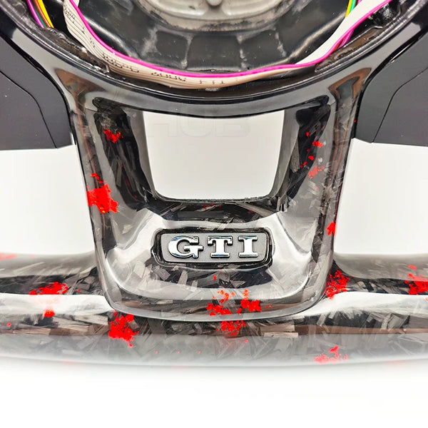 Volant carbone forgé rouge LED pour Volkswagen Golf 5/6/7 R, GTI et Polo