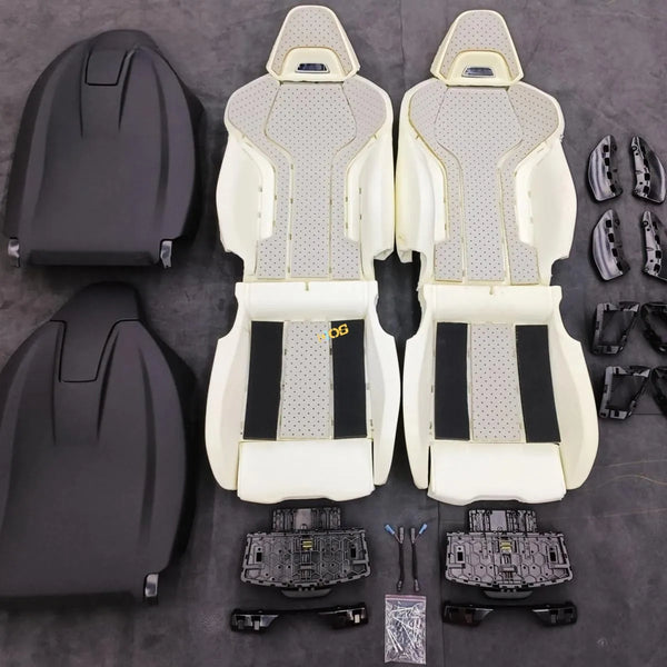 Housses de sièges cuir blanc, set complet 4 saisons pour BMW