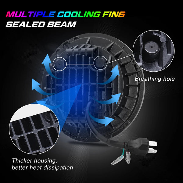 Phares LED 7 pouces Angel Eyes RGB pilotables par application Loyo – Jeep Wrangler à partir de 2014