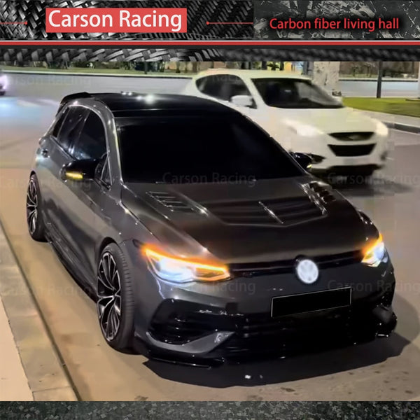 Capot carbone style V Volkswagen Golf 8 GTI/R, 2020–2024 — vue 2