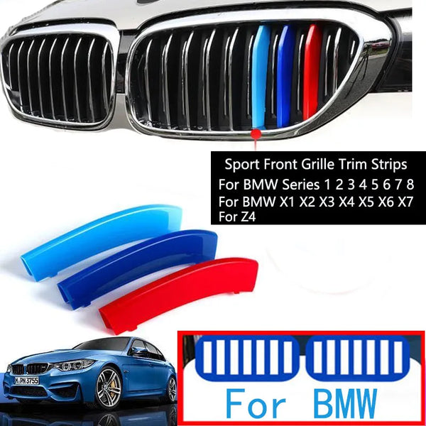 Bandes de garniture de calandre avant, 3 pièces, pour BMW série 1 2 3 4 5 6 7 8 X1 X2 X3 X4 X5 X6 X7 Z4 E46 E90 F30 E60 E81 F