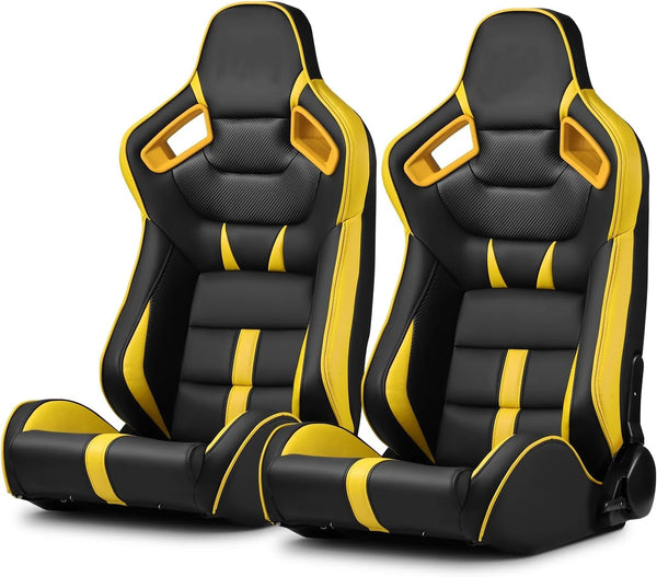 Sièges sport JBR1041B inclinables, noir avec liseré orange ou bleu