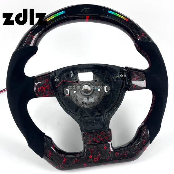 Volant carbone forgé rouge avec écran LED pour Volkswagen Golf MK5 GTI