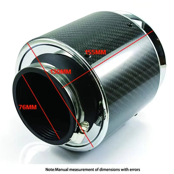 Filtre à air sport universel 76 mm avec cache carbone — vue 4