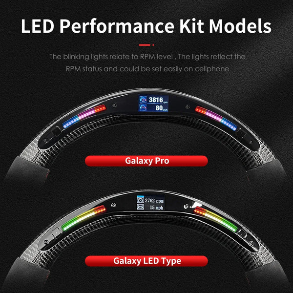 Volant intelligent Galaxy Pro en fibre de carbone avec LED pour Peugeot 308