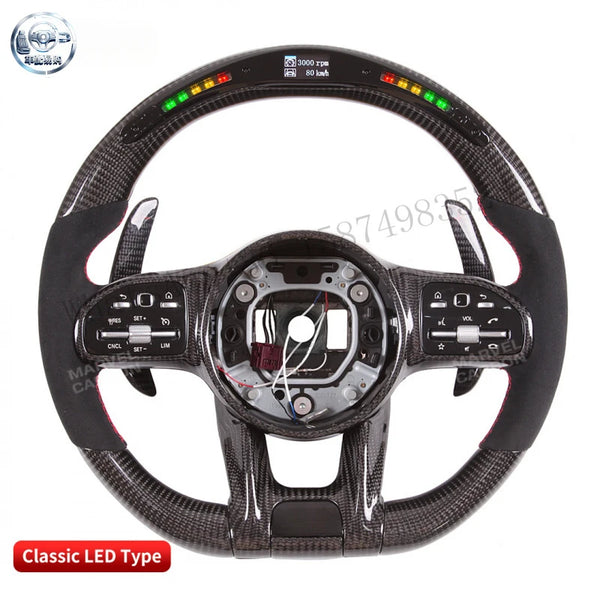 Volant en fibre de carbone LED compatible avec Mercedes-Benz AMG 2019+ avec commande mobile