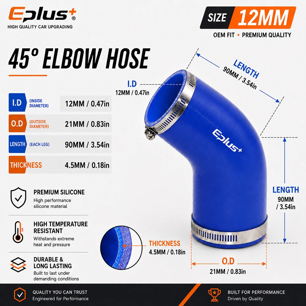 Durite Silicone Bleue 45° avec Colliers pour Turbo et Intercooler – Admission & performance | OURANE.COM