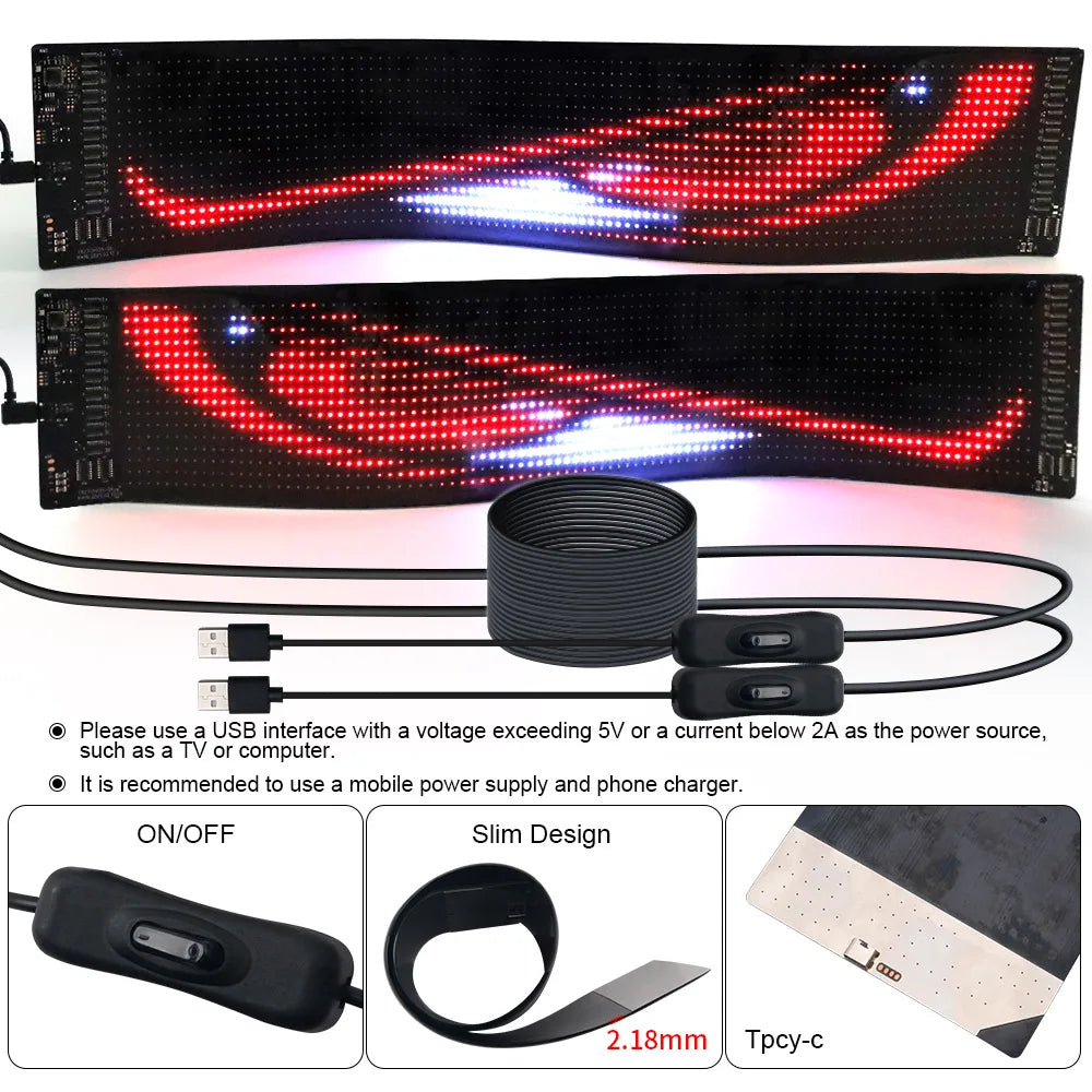 1/2PCS Devil Eyes Éclairage USB-Powered LED Matrix Panel DIY Programmable Flexible LED Screen avec Contrôle par Application f