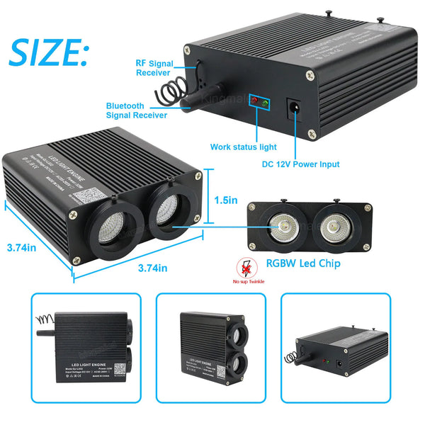 Kit ciel étoilé RGBW 32 W double tête à fibre optique — vue 3