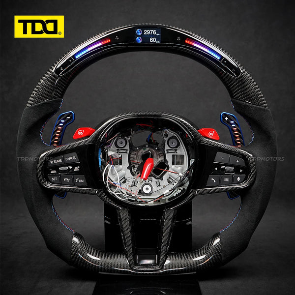 Volant LED TDD Galaxy Pro II pour BMW CS M3 G20 G21 G80 M4 G22 G23 G82 G83 M5 G30 F90 X3 / X4 G01 G02 avec icônes dynami