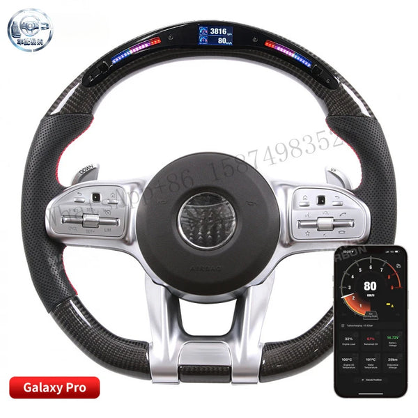 Volant en fibre de carbone LED compatible avec Mercedes-Benz AMG 2019+ avec commande mobile