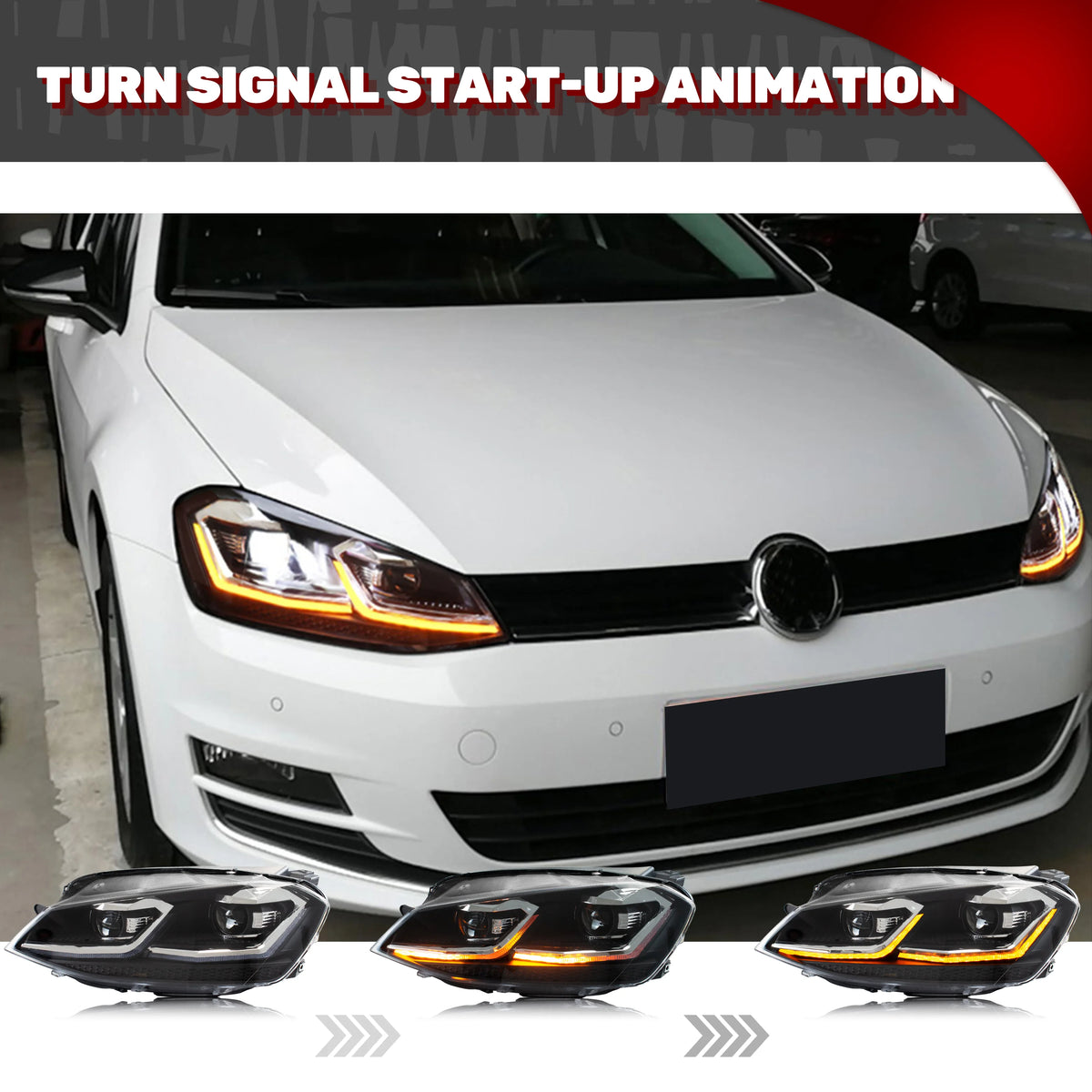 Phares LED Homologués E-Mark pour Golf 7 TSI/TDI 2013–2017 – Éclairage LED | OURANE.COM