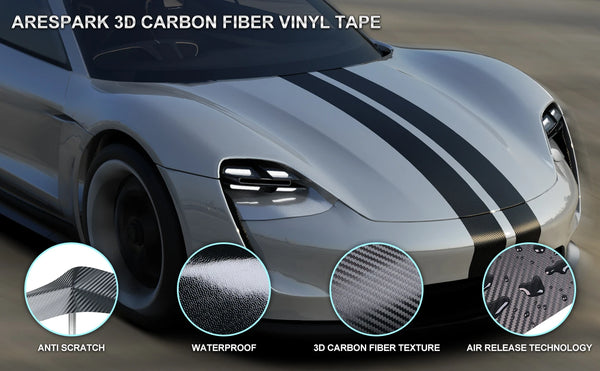 Film de décoration de moto en vinyle de Fiber de carbone, accessoires mats, autocollant noir brillant 3D 4D 5D 6D, couverture