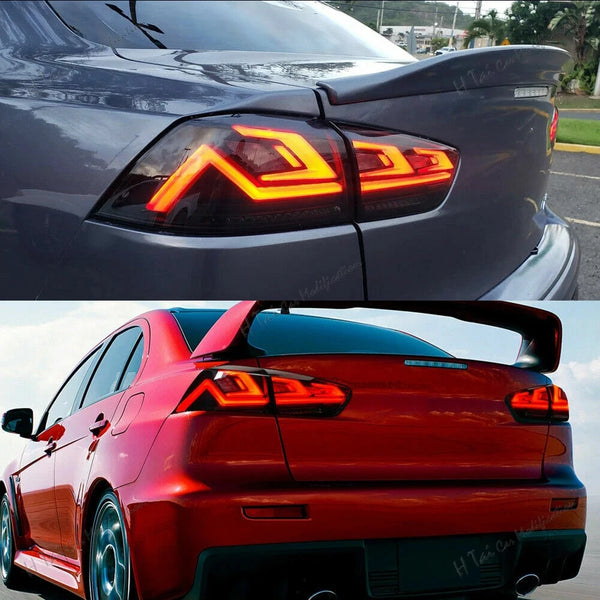 Paire de feux arrière LED pour Mitsubishi Lancer EVO X 2008-2018, clignotants dynamiques