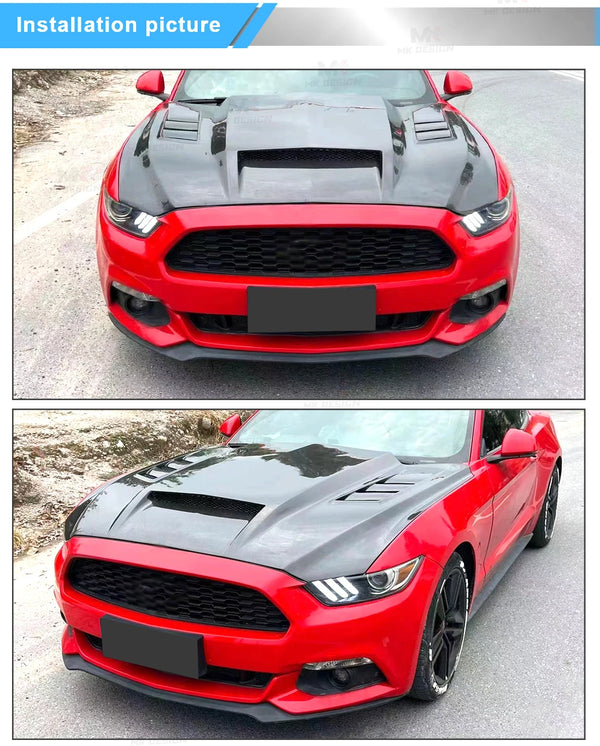 Kits de carrosserie de capot avant en Fiber de carbone pour Ford Mustang 2015 - 2017, mise à niveau de capot de moteur avant