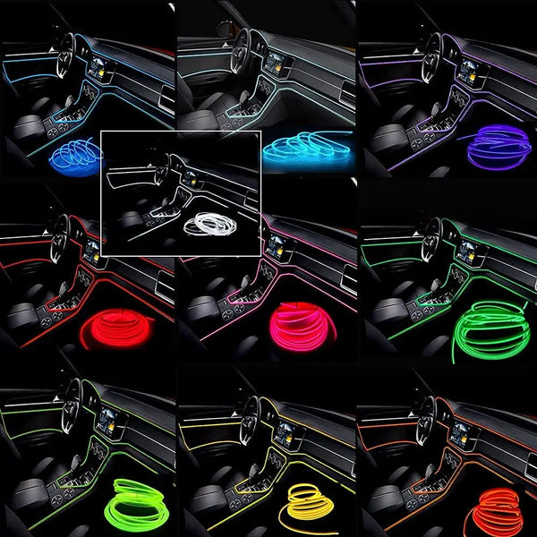 Bande lumineuse LED pour intérieur de voiture, néon, câblage EL, lampe décorative pour automobile, bricolage, lumière ambiant