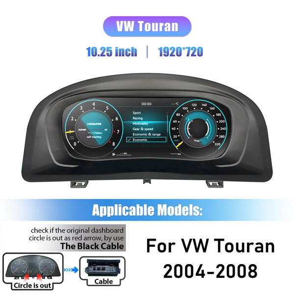 Compteur numérique Volkswagen Touran, écran 1920 × 720 — vue 9