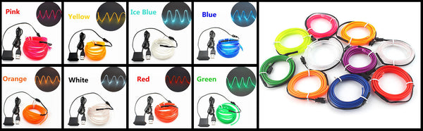 Bande lumineuse LED pour intérieur de voiture, néon, câblage EL, lampe décorative pour automobile, bricolage, lumière ambiant