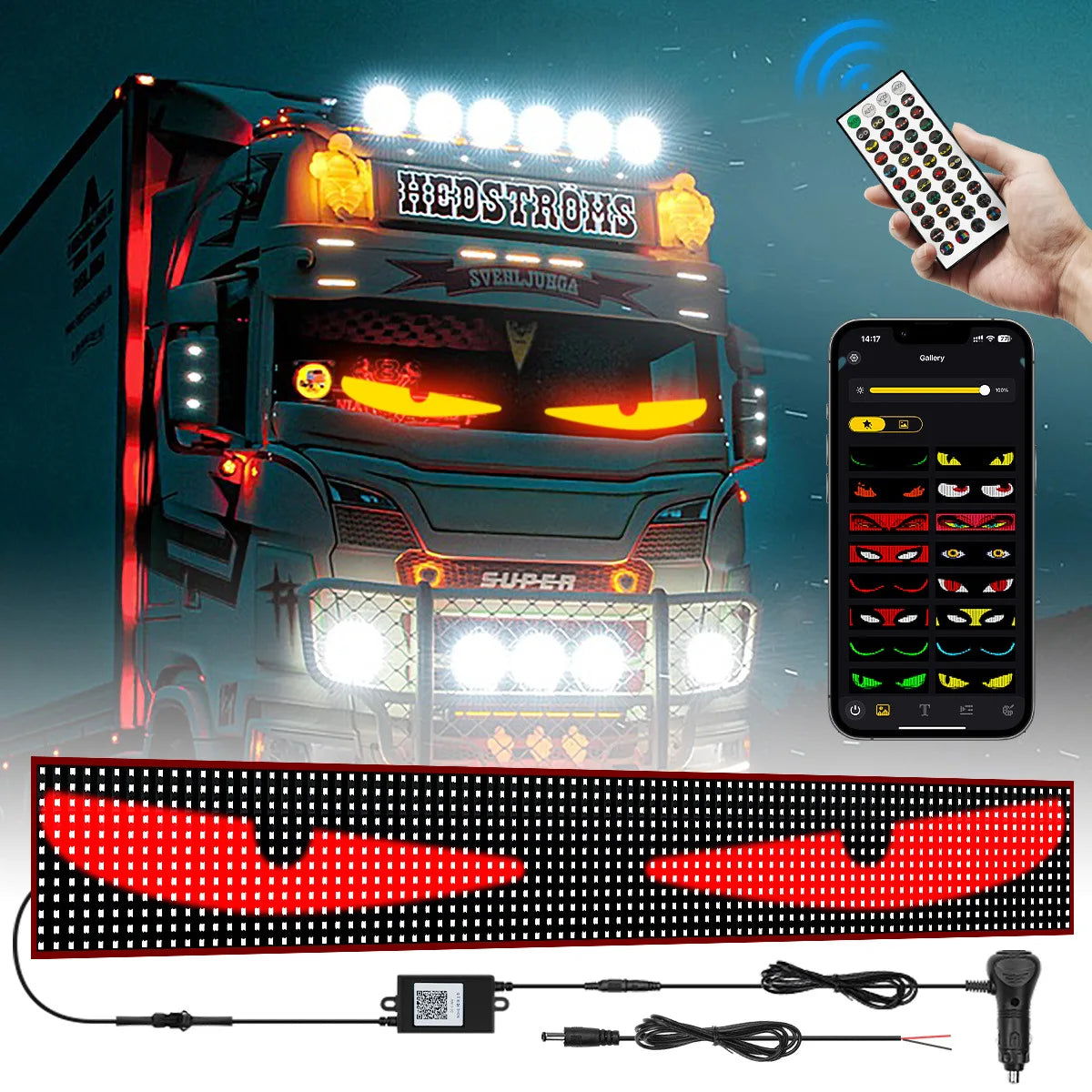 Panneau LED Devil Eye Auto & Camion – Application, Télécommande 12V/24V – Ourane