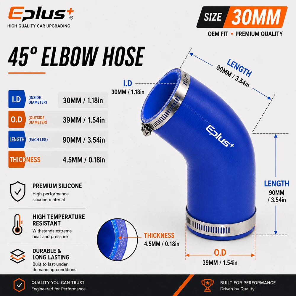 Durite Silicone Bleue 45° avec Colliers pour Turbo et Intercooler – Admission & performance | OURANE.COM