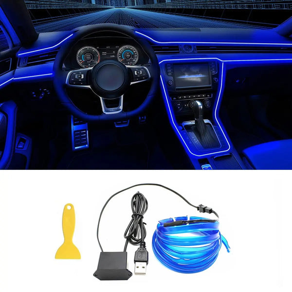 Bande lumineuse LED pour intérieur de voiture, néon, câblage EL, lampe décorative pour automobile, bricolage, lumière ambiant