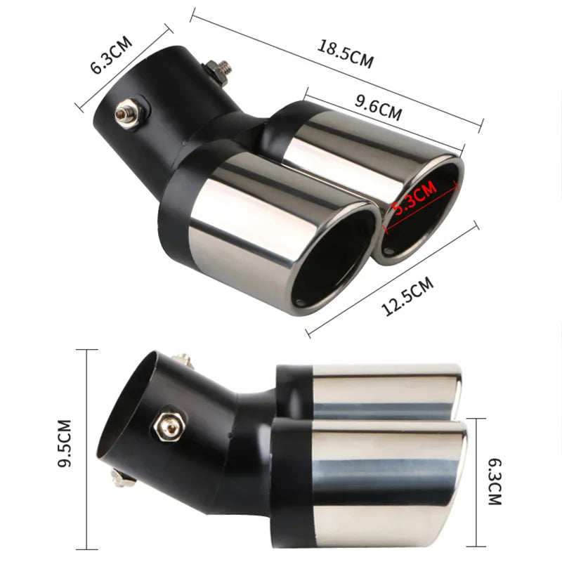 Embout d’Échappement Double Sortie Chromé Inox 63 mm – Échappement | OURANE.COM