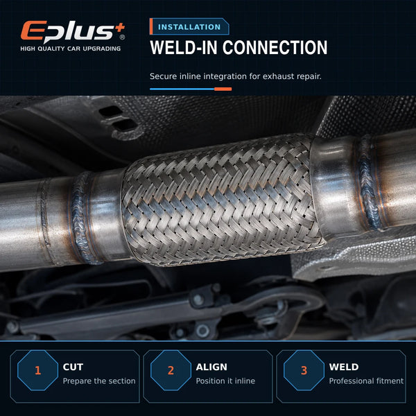 Tuyau d'échappement universel en maille tressée pour automobile, soufflet flexible en acier inoxydable tressé pour remplaceme