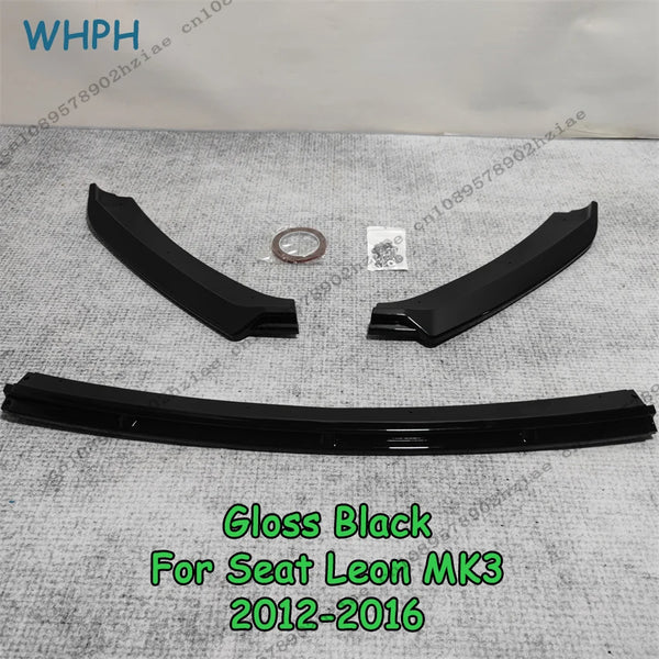 Becquet de lèvre de pare-chocs avant noir brillant, pour Seat Leon MK3 MK3.5 2012 - 2019, couvercle de diffuseur de lèvre ABS
