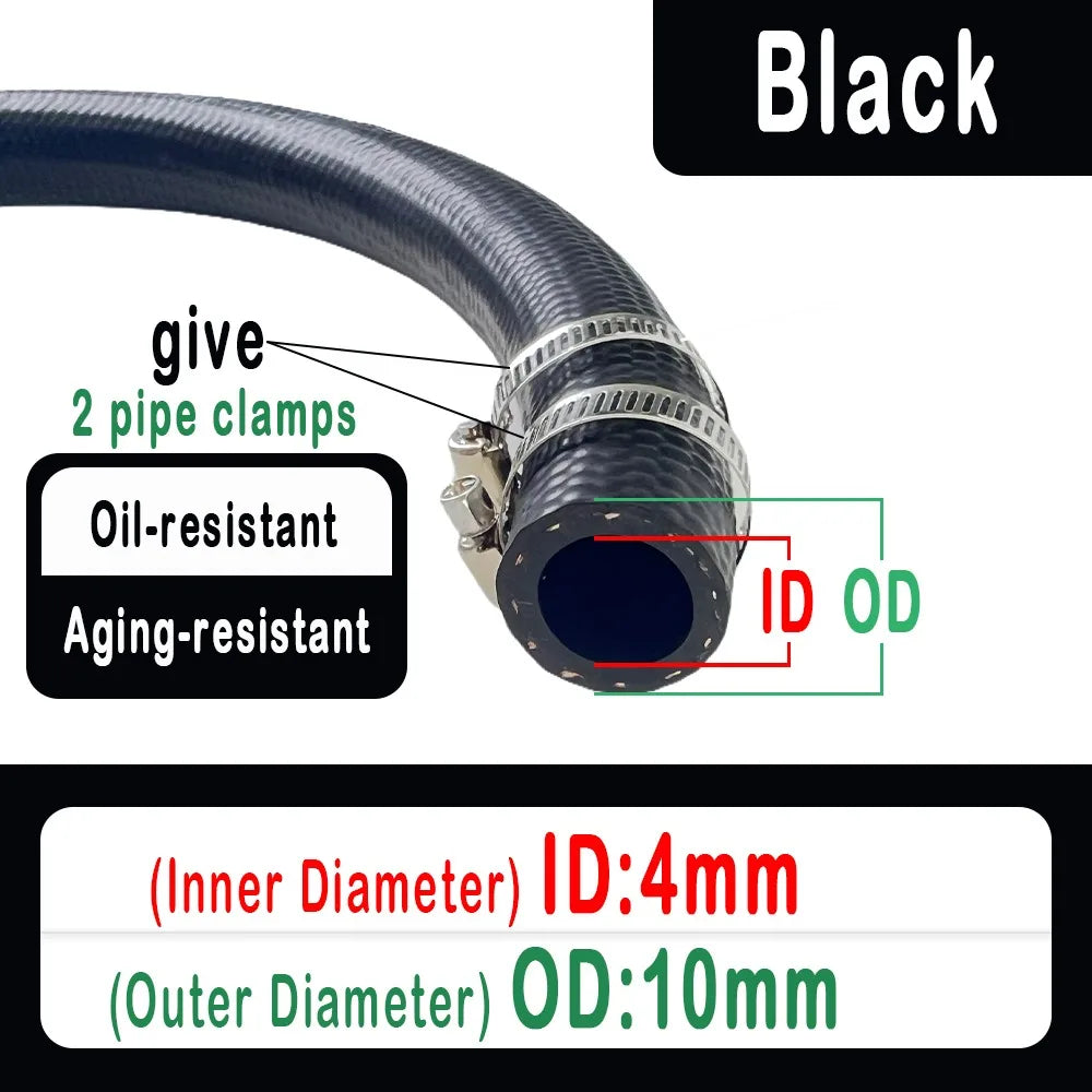 New Multifunctional Auto Durites de Carburant ID 4 5 6 8 10 12 14mm avec Pipe Clamp NBR Oil Resistant Hose Oil Pipe – Admissi
