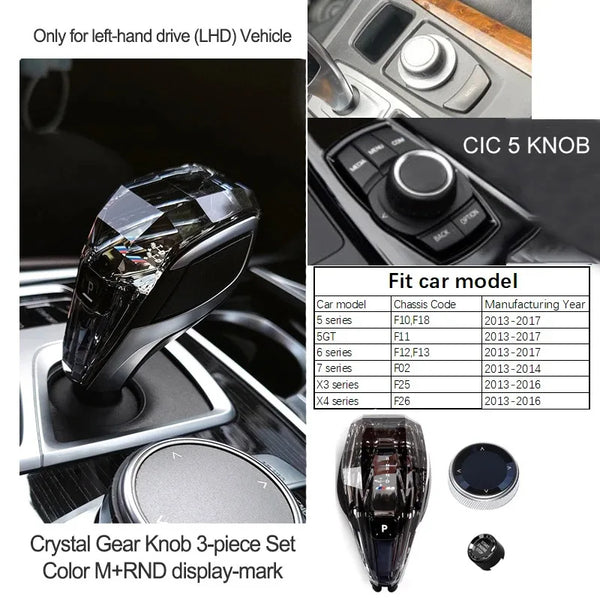 Jante Pommeau de Levier Cristal BMW – kit 3 Pièces – Série 3, 5, 6, 7 & X — OURANE