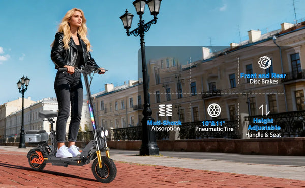 Trottinette électrique pliable pour adultes Ruitoo M5 PRO avec cadre en aluminium, pneu avant 11'', pneu arrière 10'', kit d'