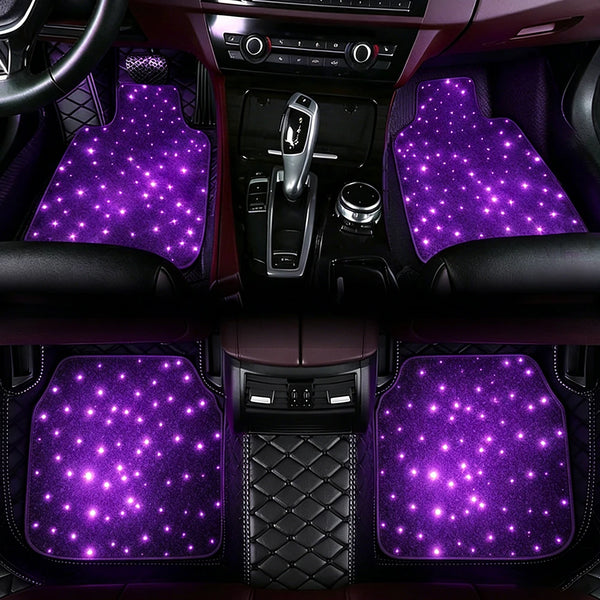 4 tapis de sol Starlight, tapis de voiture à LED, tapis lumineux au design ciel étoilé, tapis Starlight universels antidérapa