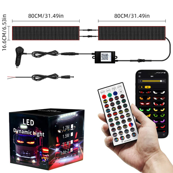 Panneau lumineux LED à pixels pour voiture et camion, effet œil de démon, télécommande, éclairage souple pliable, panneau dér