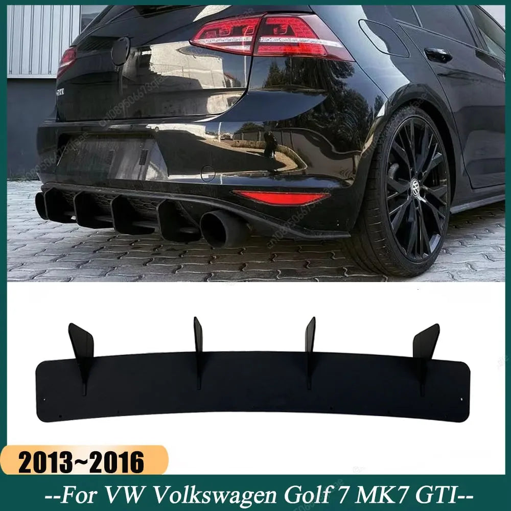 Diffuseur de pare-chocs arrière 4 ailettes, séparateurs latéraux arrière, spoiler pour VW Golf 7 MK7 GTI 2013-2016 ABS Noir Brillant Kit Carrosserie Tuning