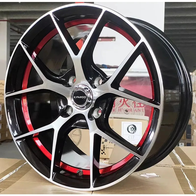 Kipardo Direct Factory roues en alliage 15 pouces 4x100 ET 35 VIA/JWL jantes de voiture lèvre rouge pour voiture de tourisme