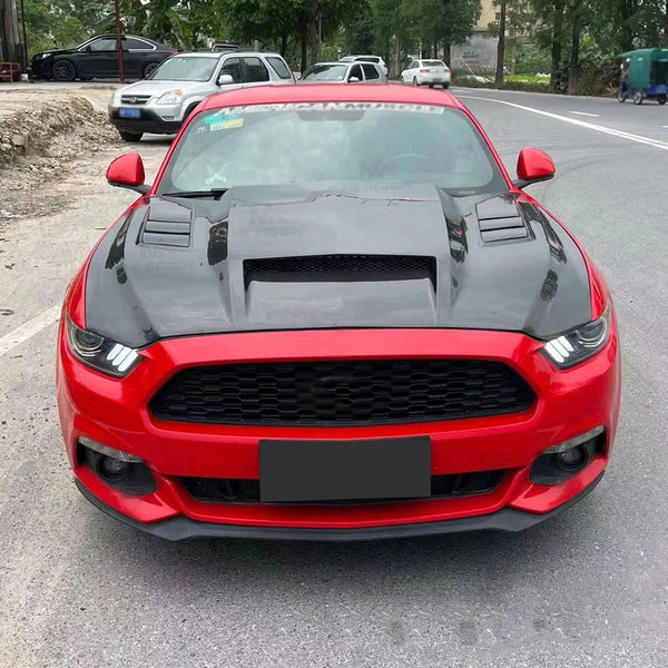 Kits de carrosserie de capot avant en Fiber de carbone pour Ford Mustang 2015 - 2017, mise à niveau de capot de moteur avant