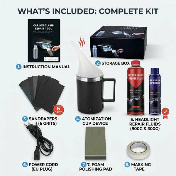 Kit rénovation phares 110–220 V, liquides 800 g et 300 g — vue 2