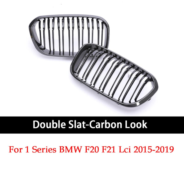 Calandre de calandre double / simple pour BMW Série 1 F20 F21 LCI 2015-2019 Noir brillant Mat Carbone Couleur M Diamant - OUR