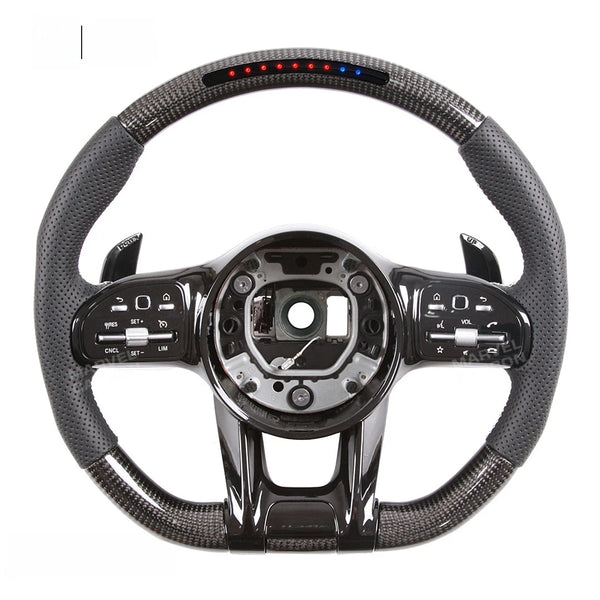 Volant en fibre de carbone LED compatible avec Mercedes-Benz AMG 2019+ avec commande mobile