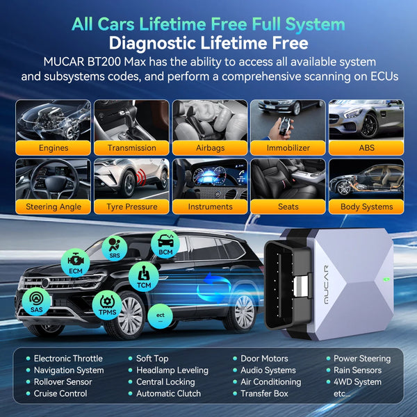 Valise diagnostic MUCAR BT200 Max - Bluetooth CAN FD, à vie — vue 3