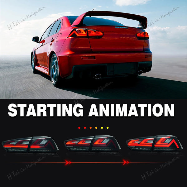Paire de feux arrière LED pour Mitsubishi Lancer EVO X 2008-2018, clignotants dynamiques
