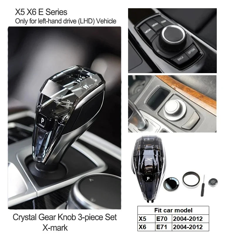 3 Piece Lot Crystal Levier de Vitesses Knob Lever Stick Handle Pour BMW 3 5 6 7 Series X3 X5 X6 F30 G15 F01 G20 G05 G21 G28 G