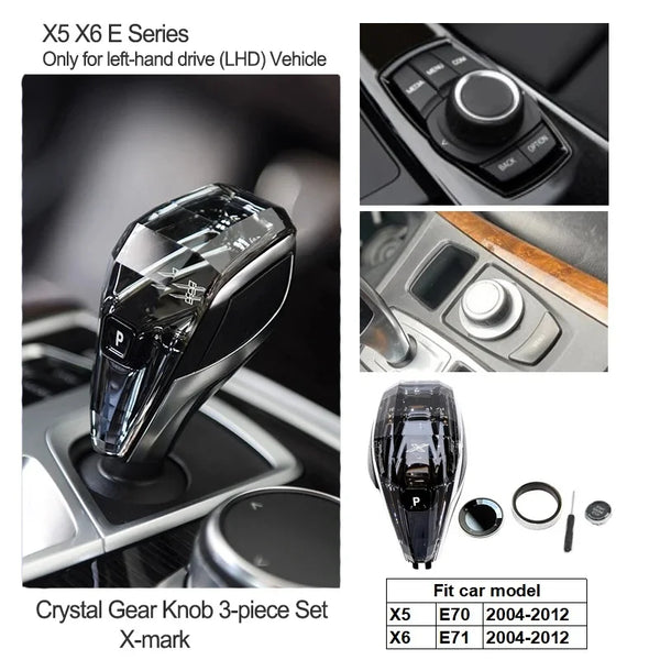Ensemble de 3 pièces, pommeau de levier de vitesses en cristal pour BMW Série 3, 5, 6, 7, X3, X5, X6, F30, G15, F01, G20, G05