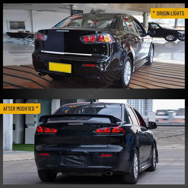 Paire de feux arrière LED pour Mitsubishi Lancer EVO X 2008-2018, clignotants dynamiques
