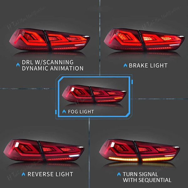 Paire de feux arrière LED pour Mitsubishi Lancer EVO X 2008-2018, clignotants dynamiques